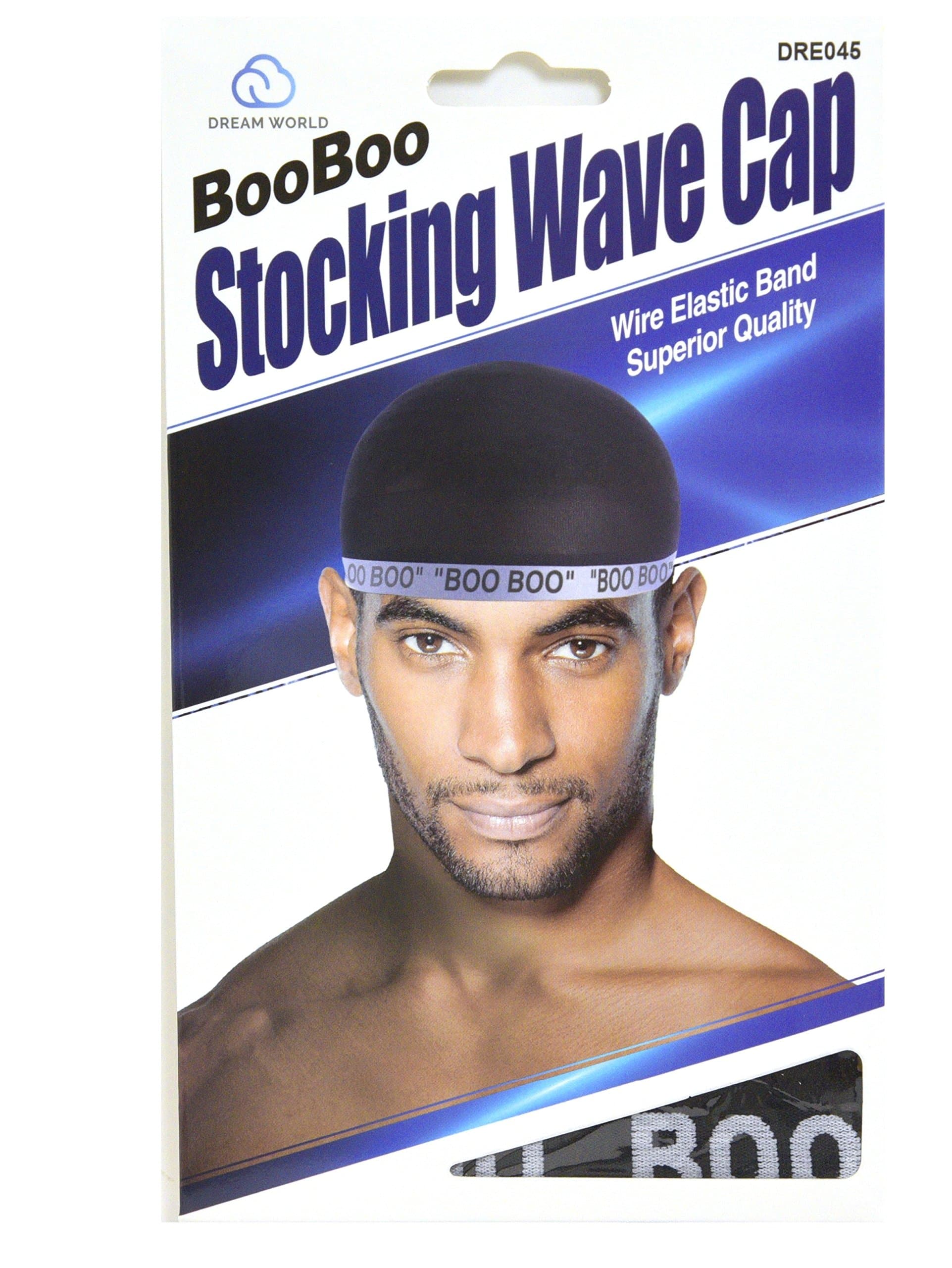 Boo Boo STOCKING WAVE CAP, Wire Eastic Band (Item #045 Black)