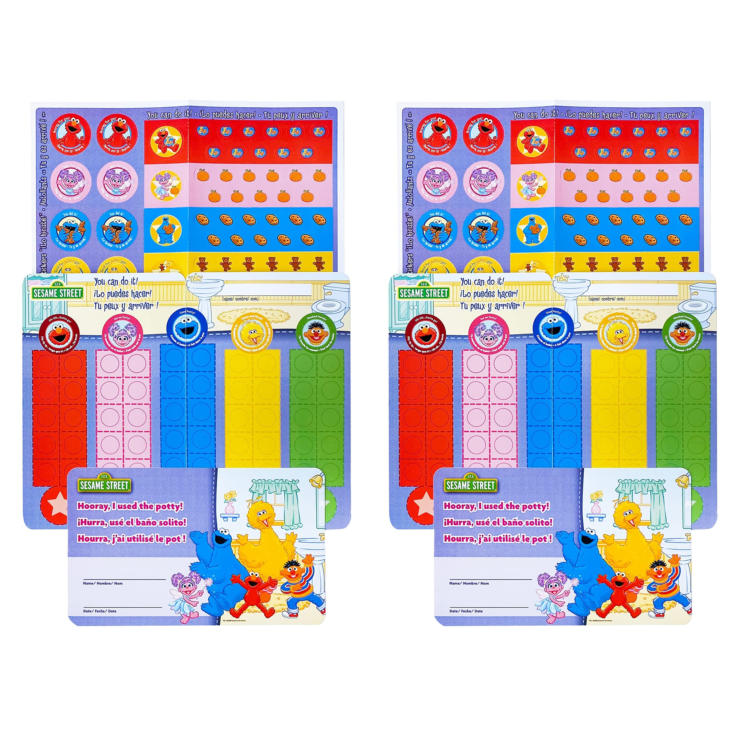 Sesame Street Potty Training Stickers Rewards Kit for Kids Learning to Use The Toilet, Multicolor, 2 Piece