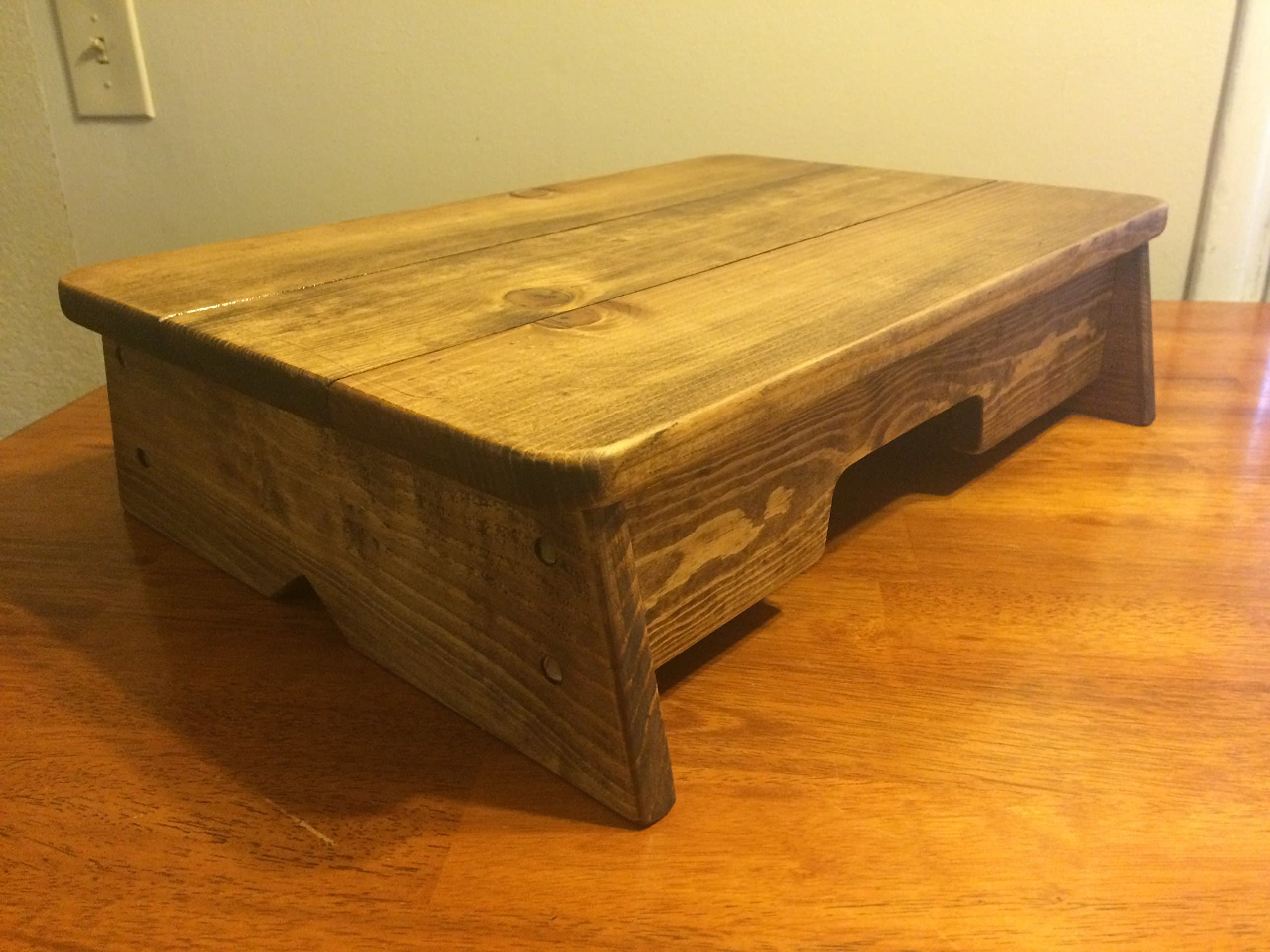 Gaglio Wood Products New Bedside Step Stool Extra Wide Heavy Duty 14.5'' W x 21" Long x 8'' Provincial Stained 3 Tread Strips (Made in The U.S.A)