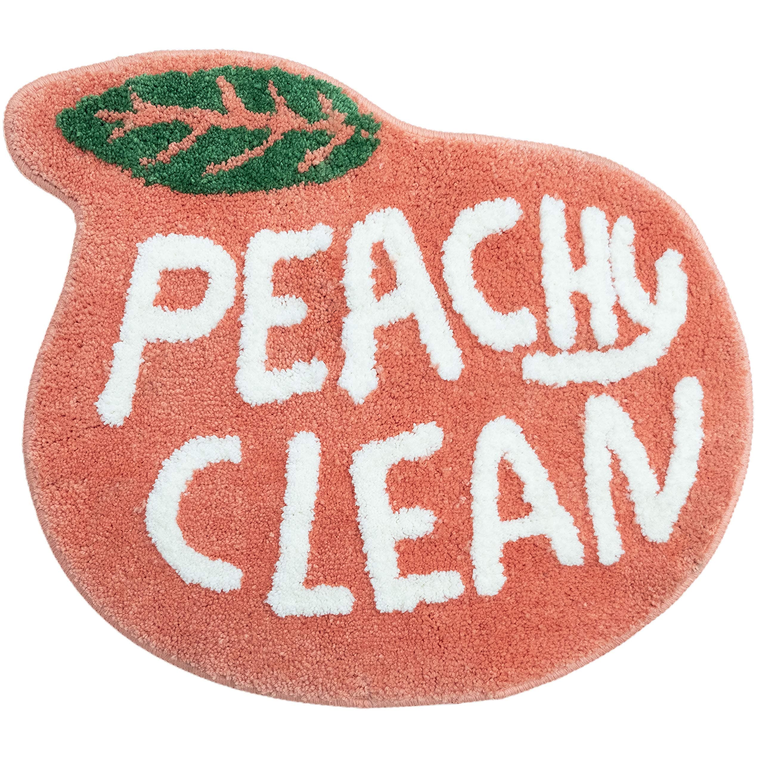 Peach Bathroom Rugs and Mat Cute Cartoon Decor Plush Non-Slip and Absorbent Bathtub Rug Washable