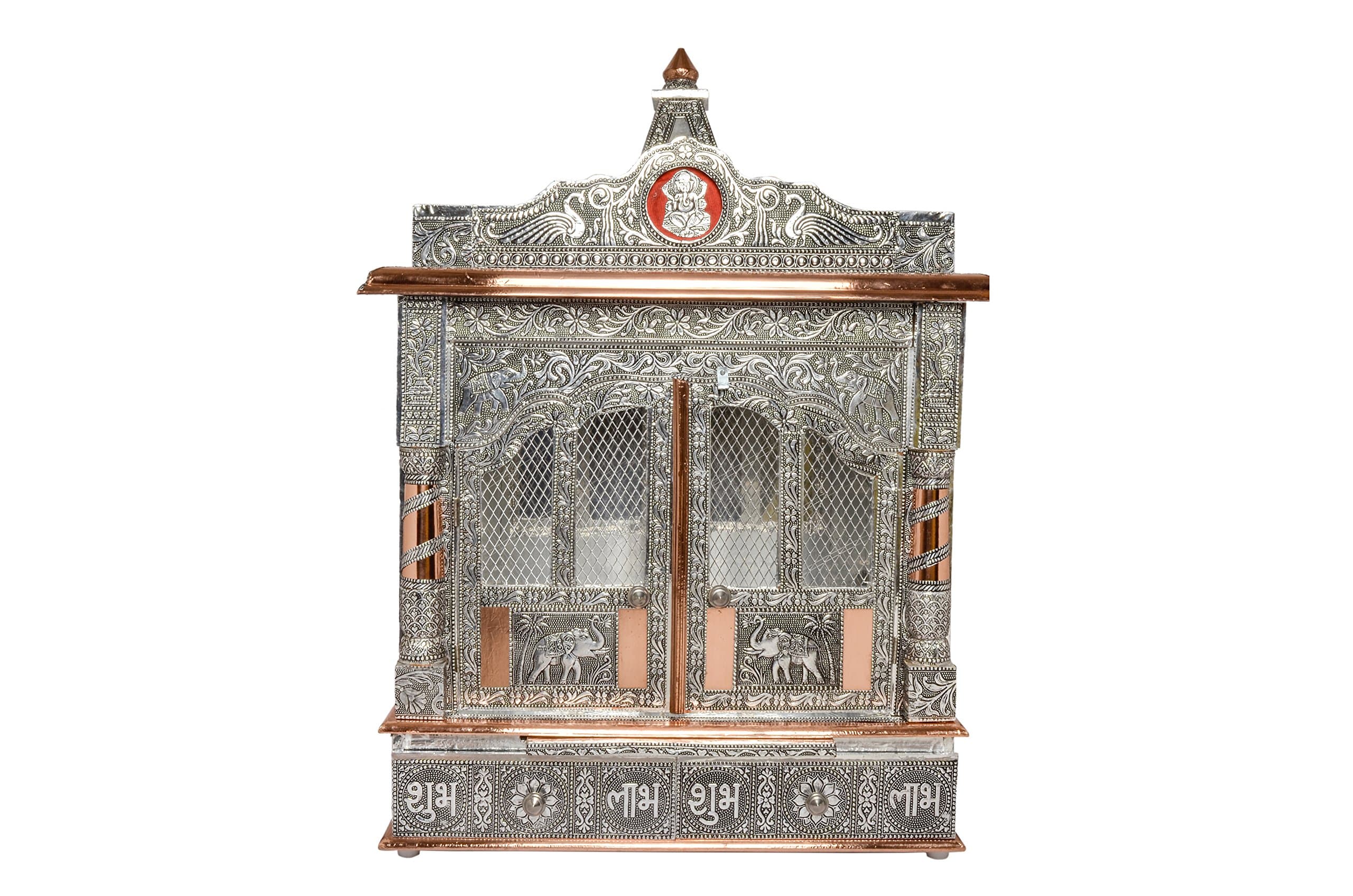 Home Hindu Mini Puja Mandir/Temple/Alter/ Mandap with Doors - 22" Inches - Large