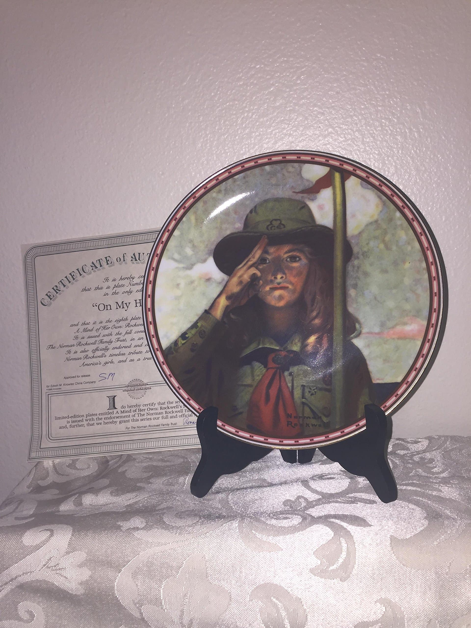 Edwin M Knowles China Company ** A Mind of Her Own: Rockwell's Studies of Girlhood-"On My Honor" #8 (1988) ** 84-R70-9.8