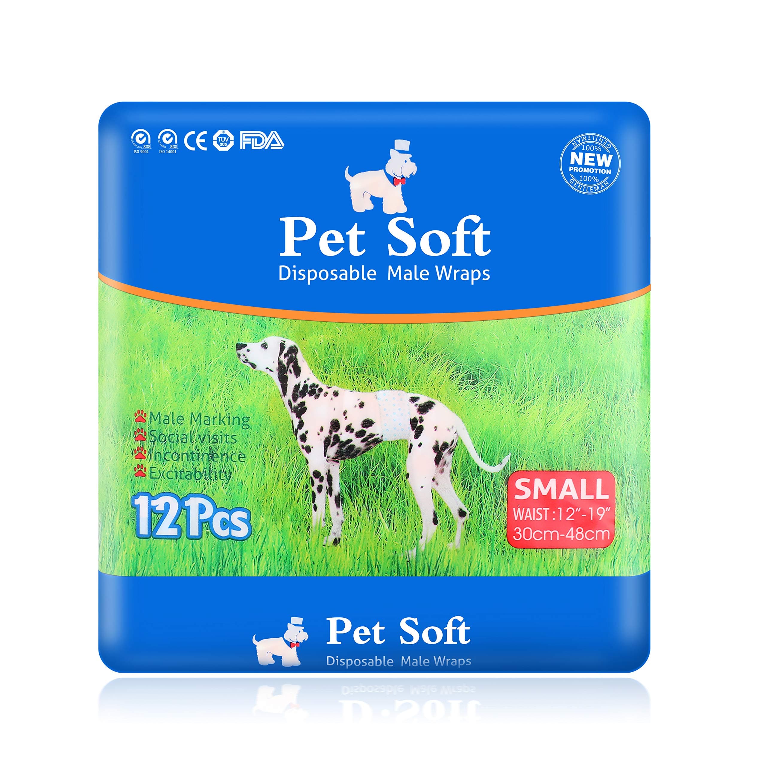 TOULIFLY Pet Disposable Male Wrap Dog Diaper, 12Pcs, Small, White