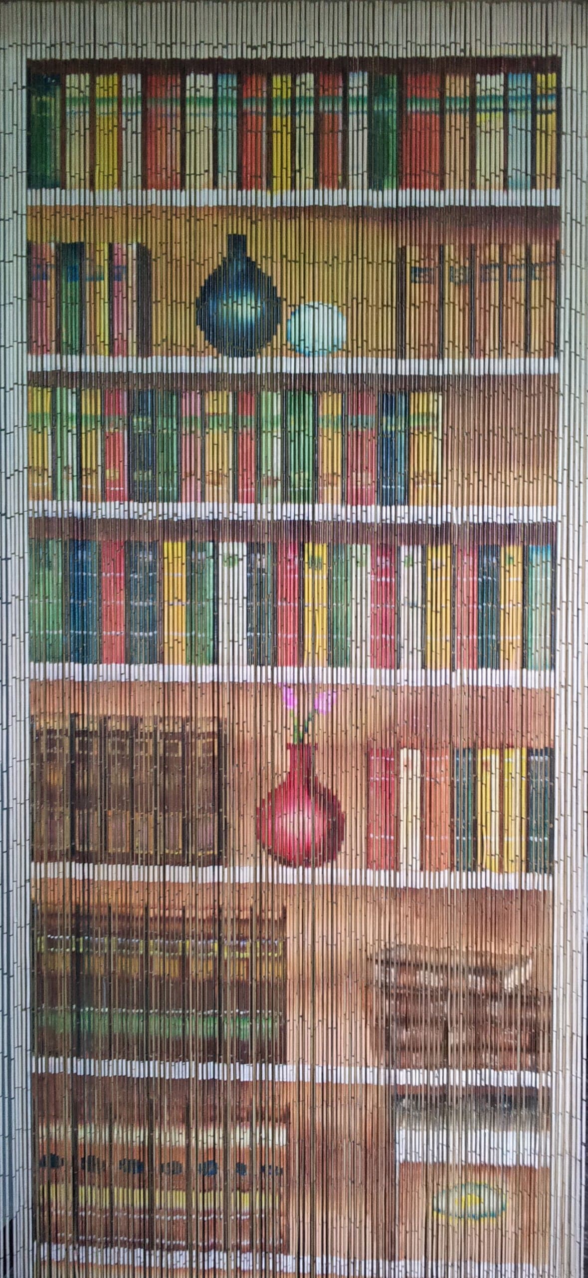 ABeadedCurtain Real 125 Strand 4000 Bamboo Beads Bookcase Beaded Curtain 38% More Strands Handmade (+Hanging Hardware)