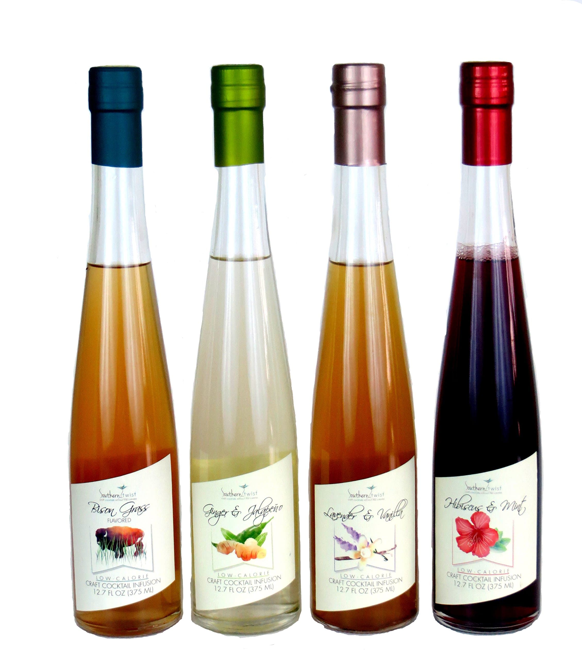 Southern Twist Craft Cocktail Infusions, 4-count (Ginger & Jalapeno, Lavender & Vanilla, Hibiscus & Mint, Bison Grass) (Mixed)