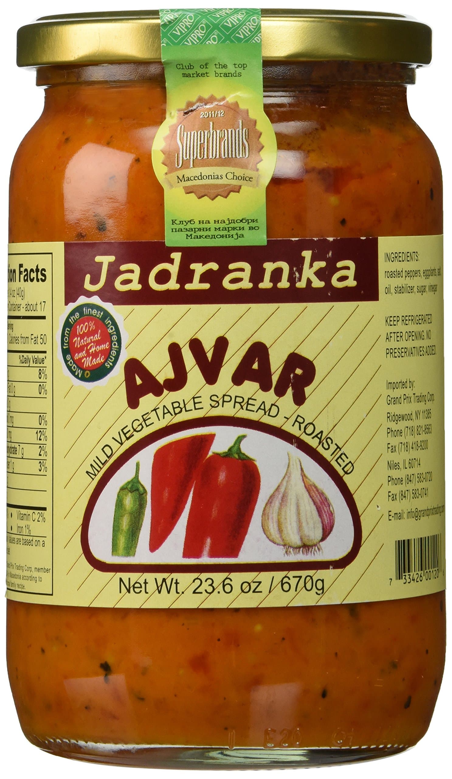 Ajvar Mild (Jadranka) 690g (23.6 oz)