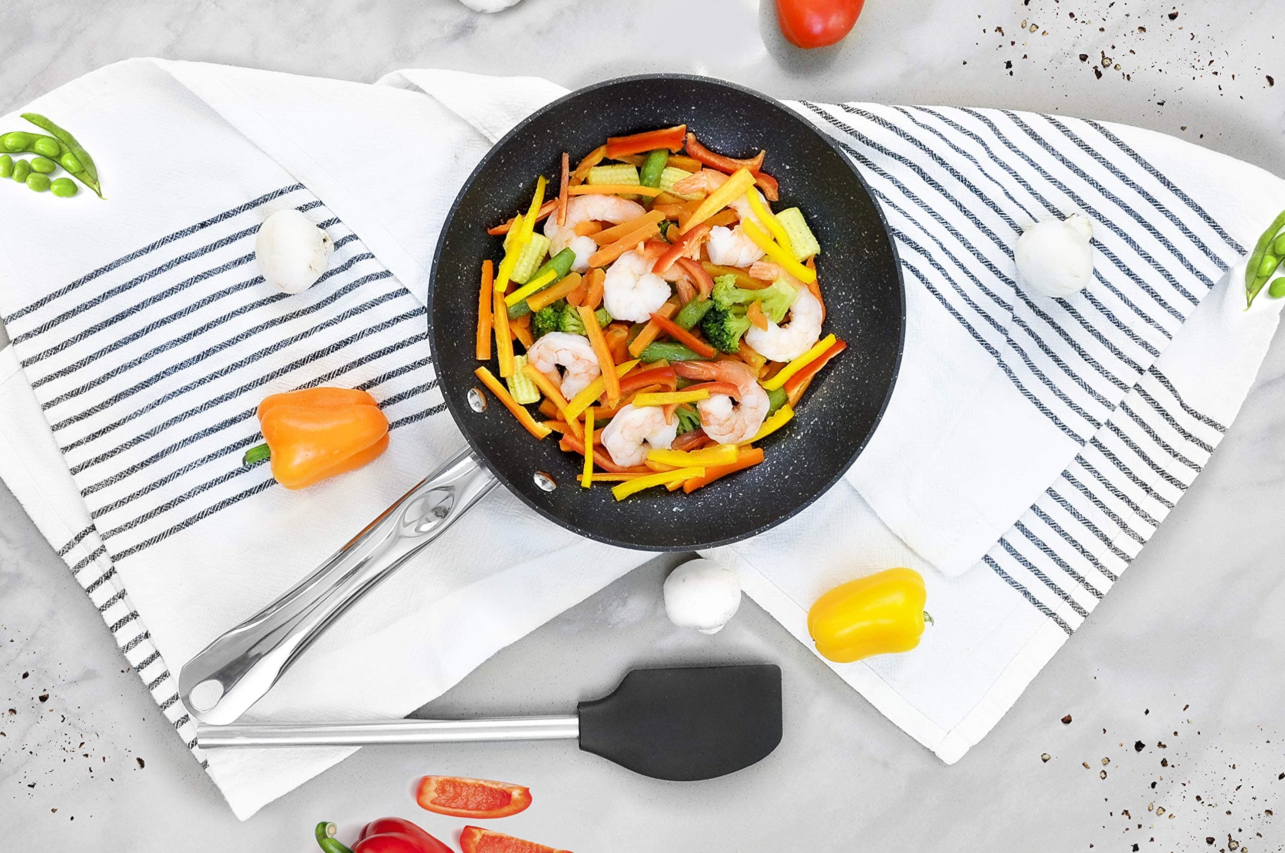 DWELL SIX | Hammered Silver Fry Pan Cooking Pan (9.5 Inch)