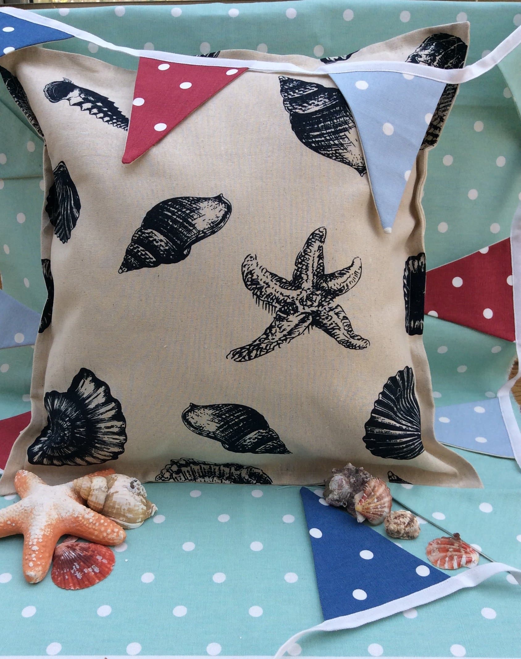Sea Shells Fabric Cushion Cover.