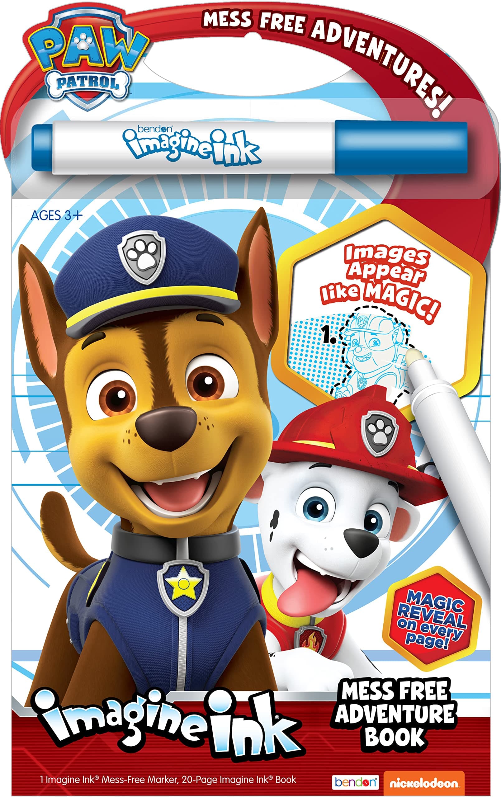 PAW Patrol 16 Page Imagine Ink Mess Free Coloring Game Book with 1 Mess Free Marker Bendon 14081