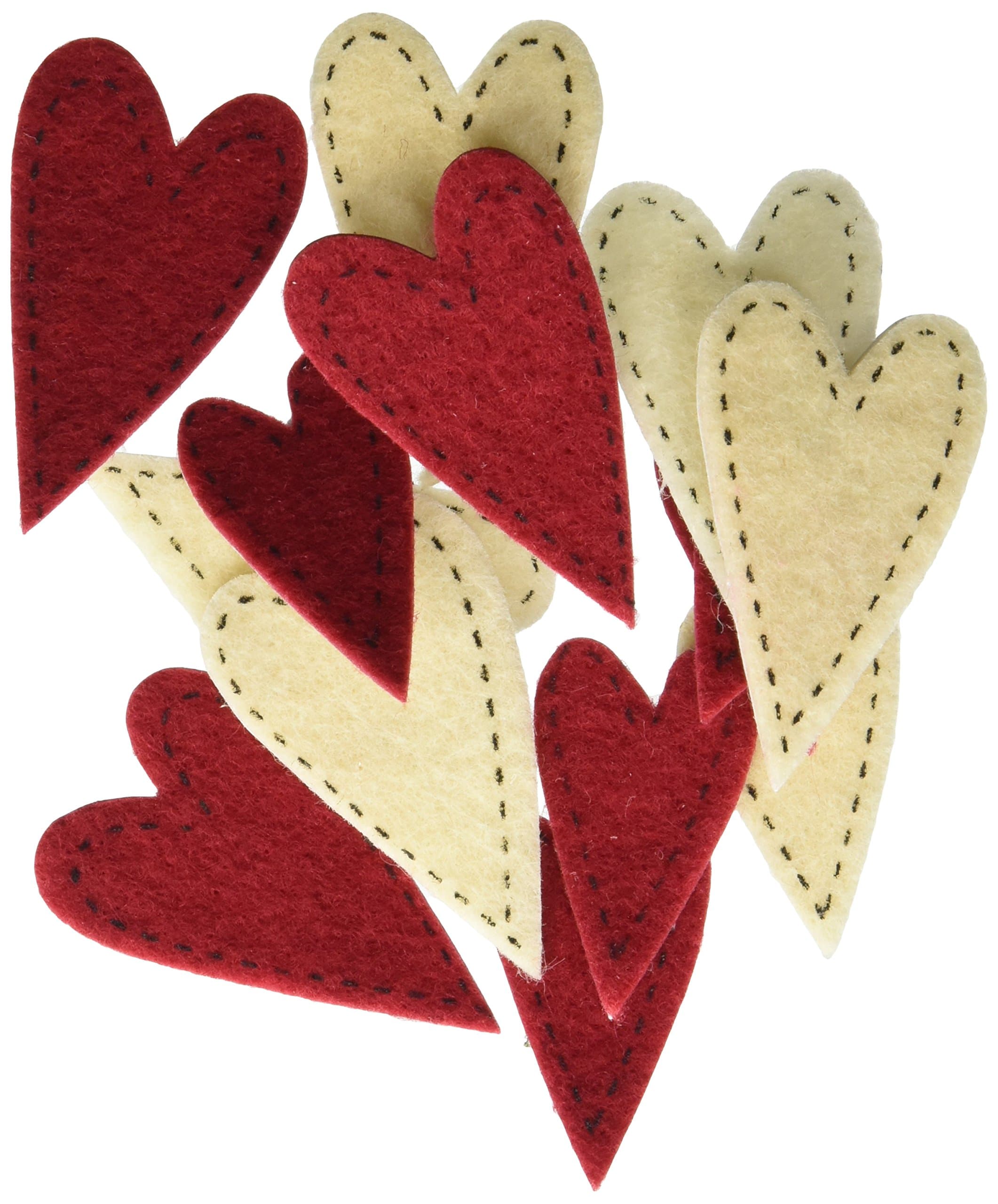 Darice FLT-1016 Darice, 72 Piece, Felties Felt Stickers, Stitched Hearts,,