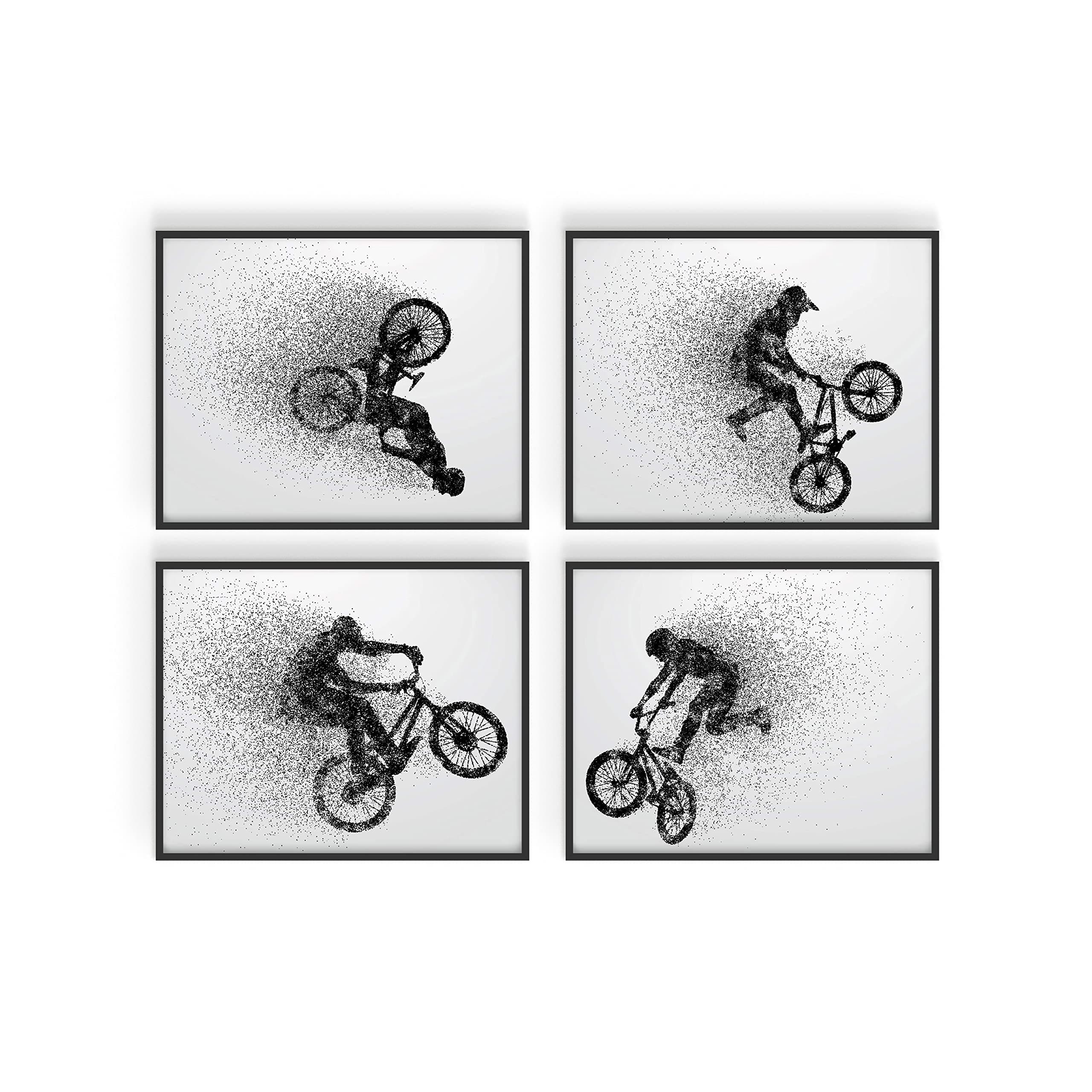 Summit Designs BMX Bike Wall Art Prints - Set Of 4 (8x10) Extreme Sports - Unframed Posters, Room For Men Kids Teenagers, Poster Set For Bedroom Man Cave, Boys Bedroom, Prints