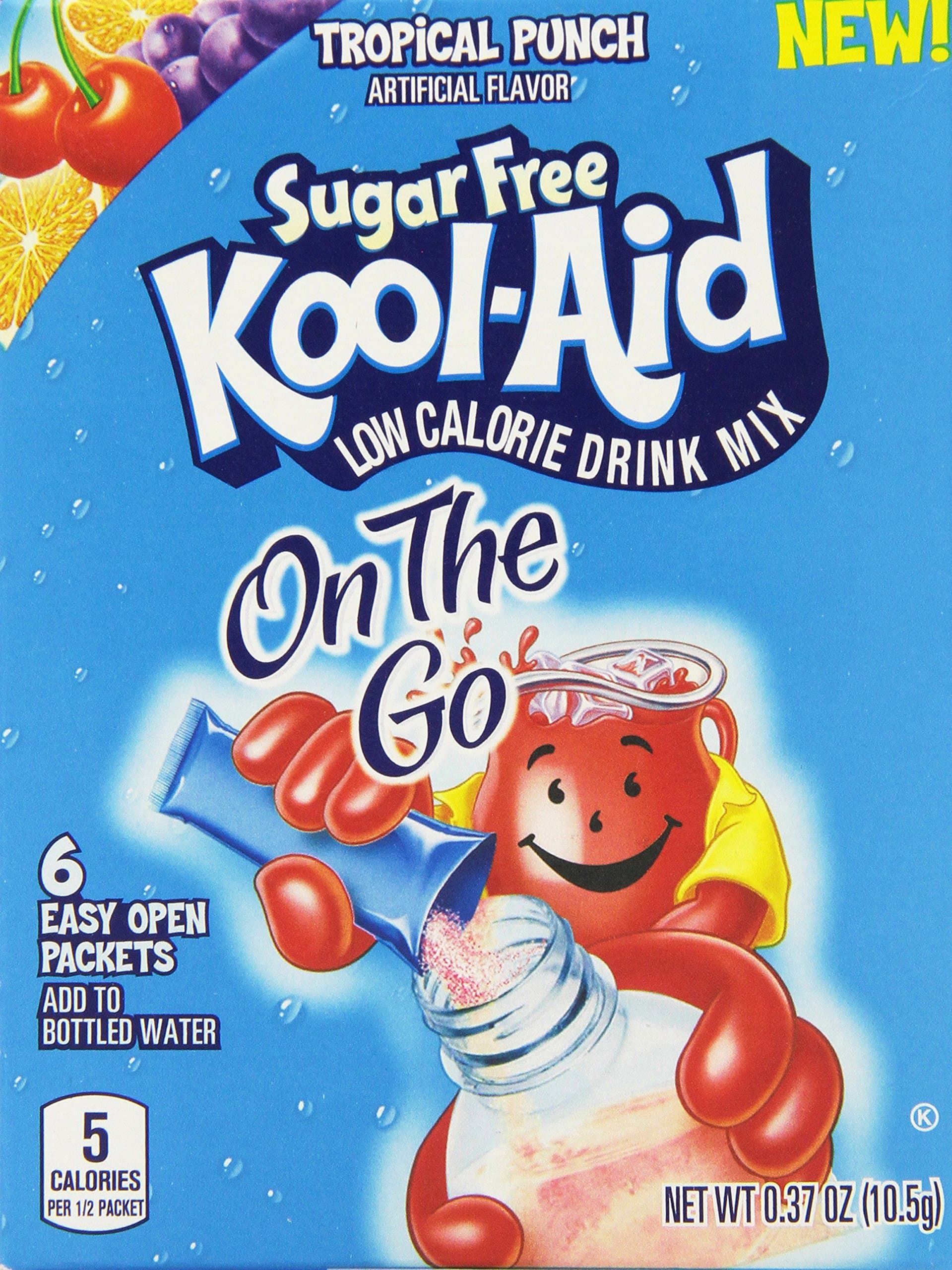 Kool-Aid Sugar Free On The Go Drink Mix, Tropical Punch, .37 Ounce (Pack of 12)