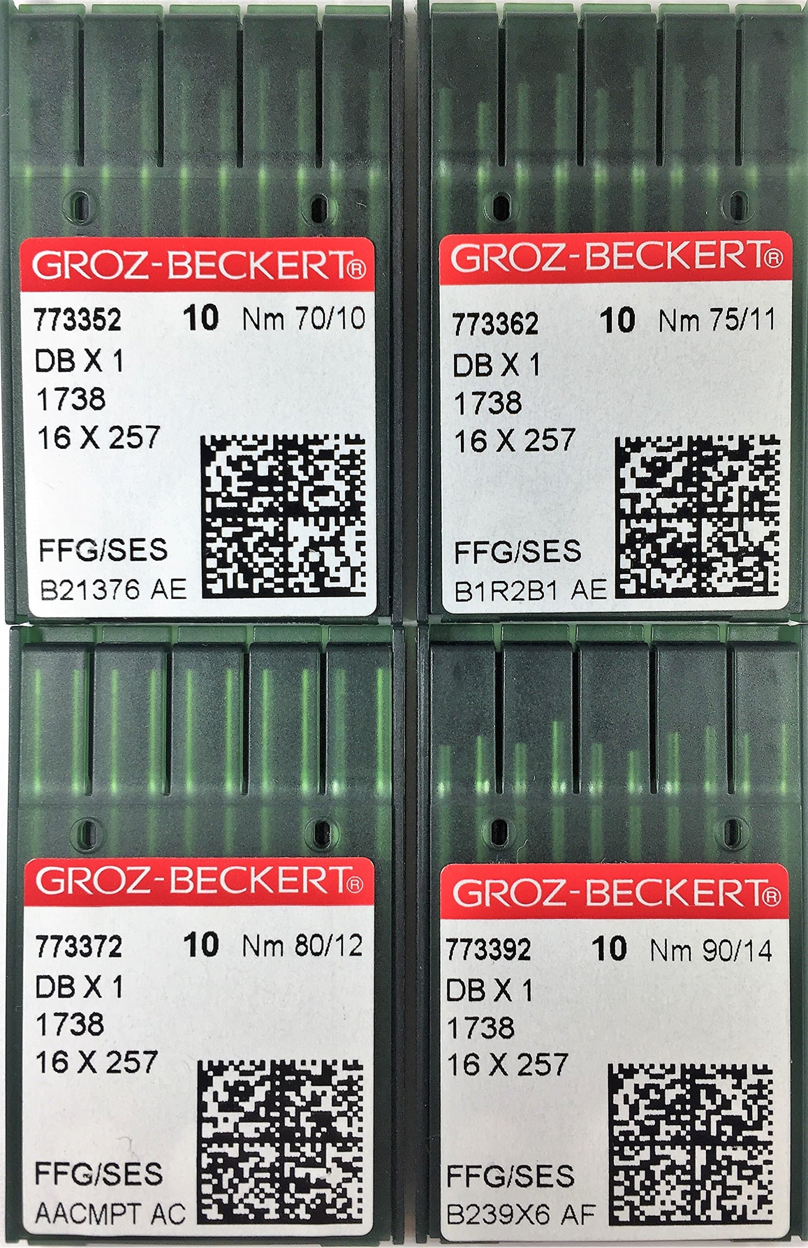 GROZ-BECKERT ミシン ボールポイントニードル40本(JUKI DDL、Brother DB2など) 16X257 DBX1 サイズ#70/10,75/11,80/12,90/14 各パックには10個のニードルが入っています。