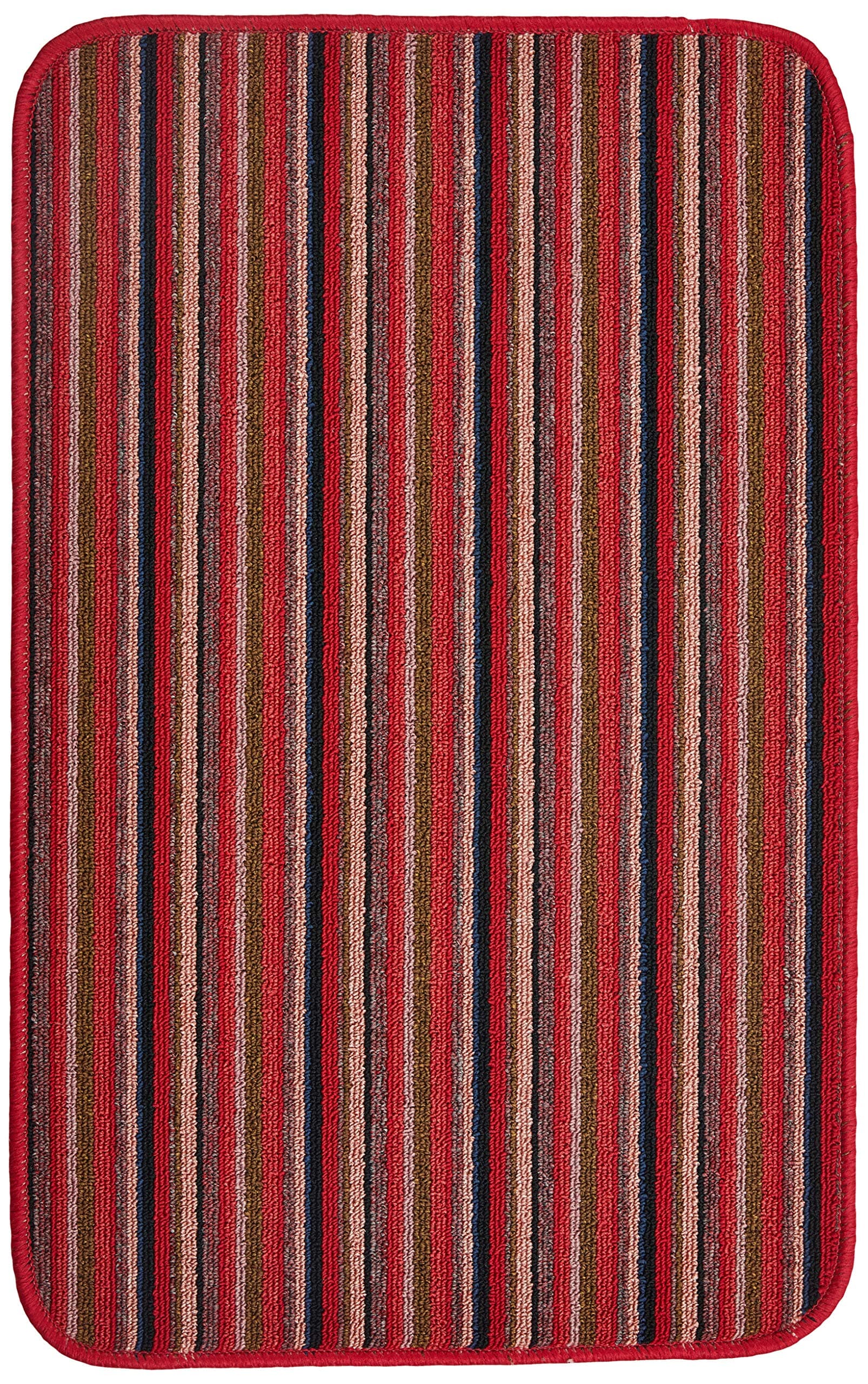 Dandy by William Armes, Ios Stripe Indoor Washable Rug, Red, 80 x 50