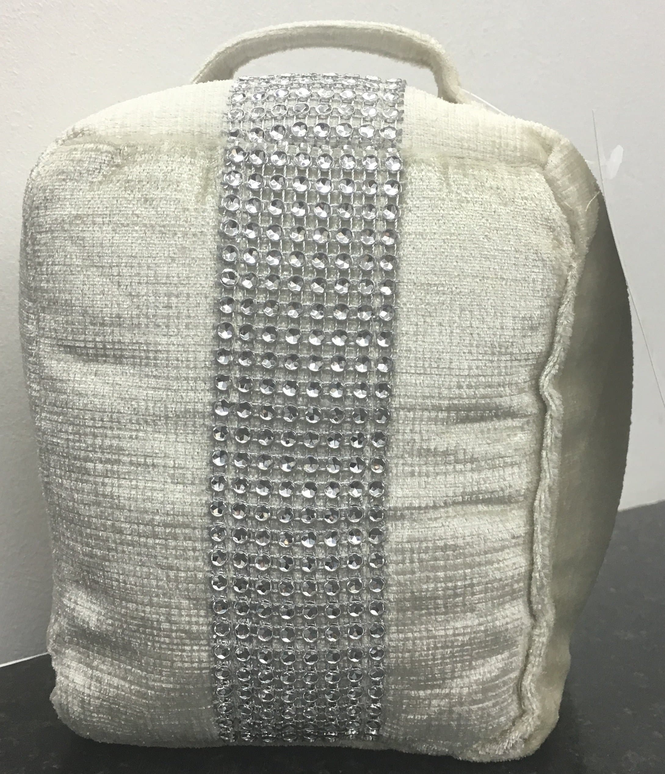 Mink Luxury Diamante Studded Door Stopper Heavy Thick Chenille Velvet Look 6x5x4 Inches 15x12x10cms Weighted Door Stop Bling Sparkle