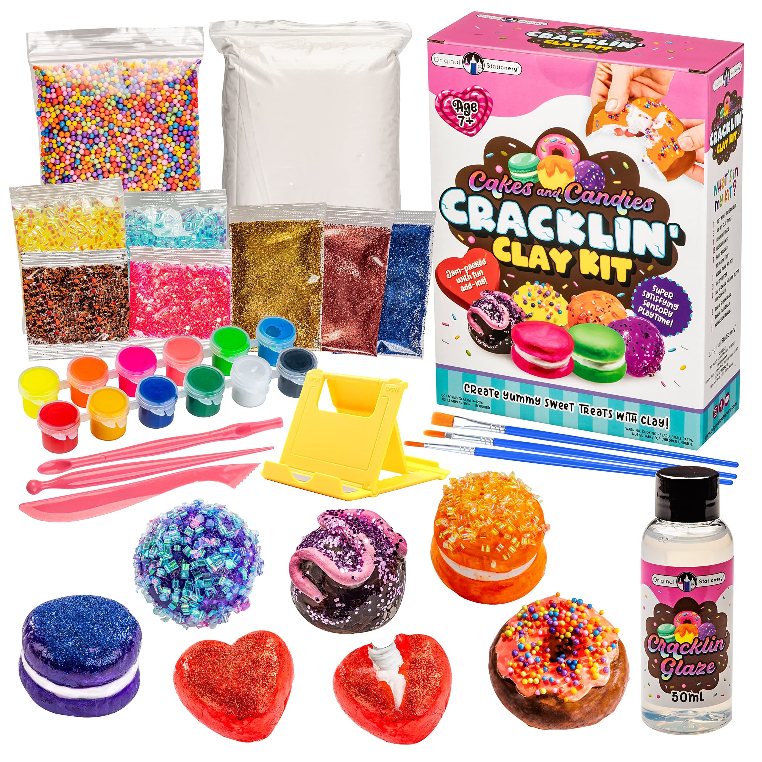 Cakes and Candies Cracklin' Clay Kit, Modeling Air Dry Clay & ASMR Toys Set for Sensory Fun, Great Birthday Kids Art Gift