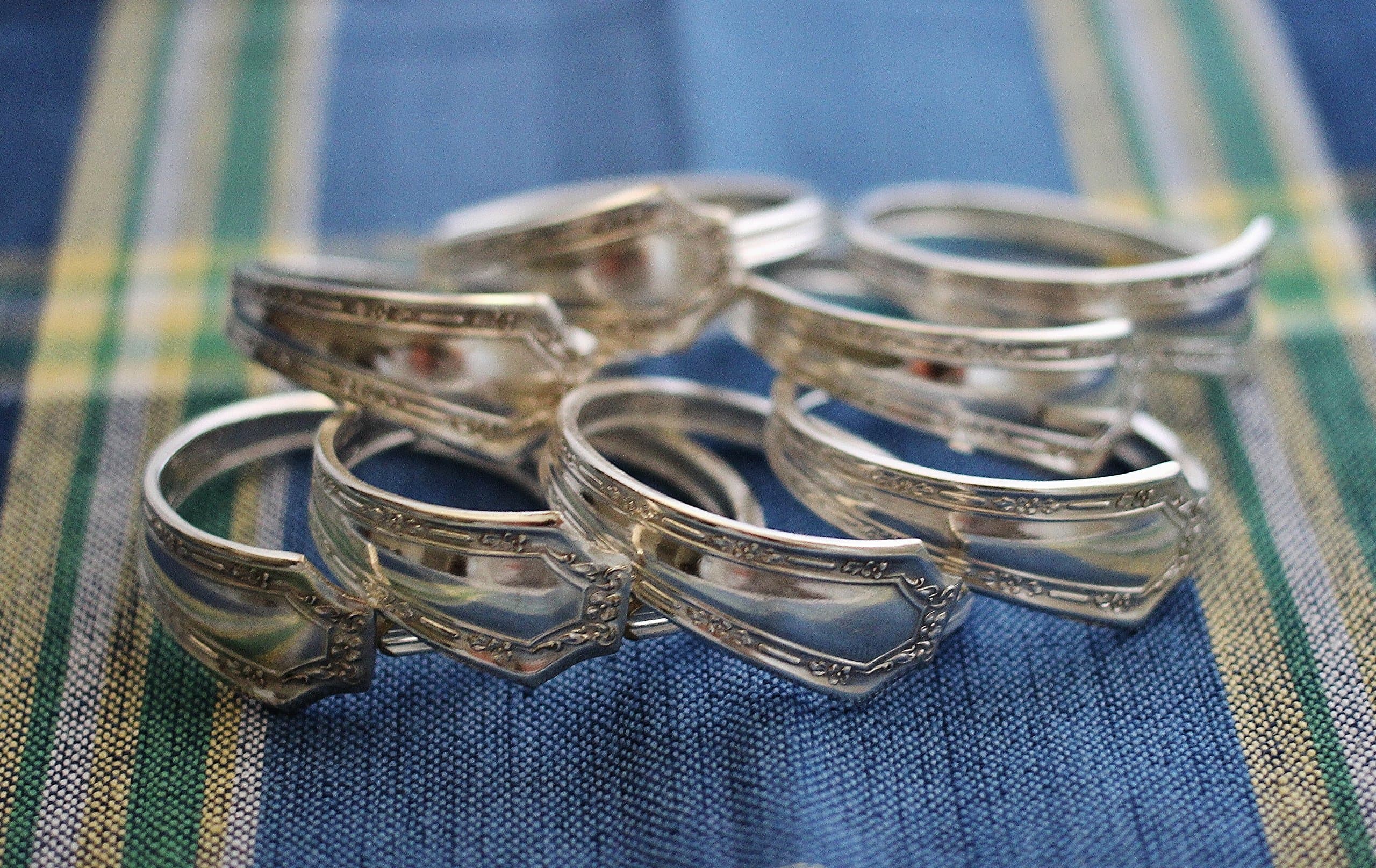 Napkin Rings Set of 8 Recycled Silverware Fairfield Alpha Pattern
