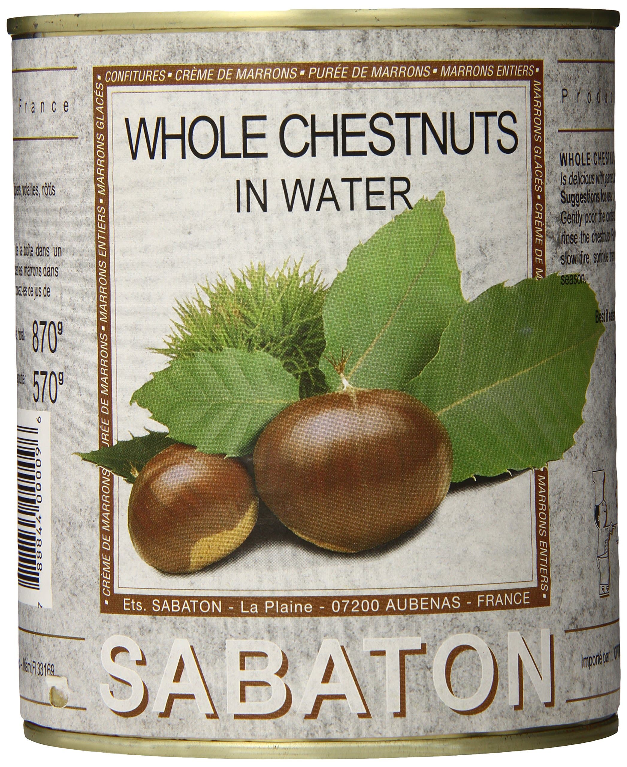 Sabaton France (Tin) Chestnuts - Marrons Whole in Water, 30-Ounce Cans (Pack of 12)