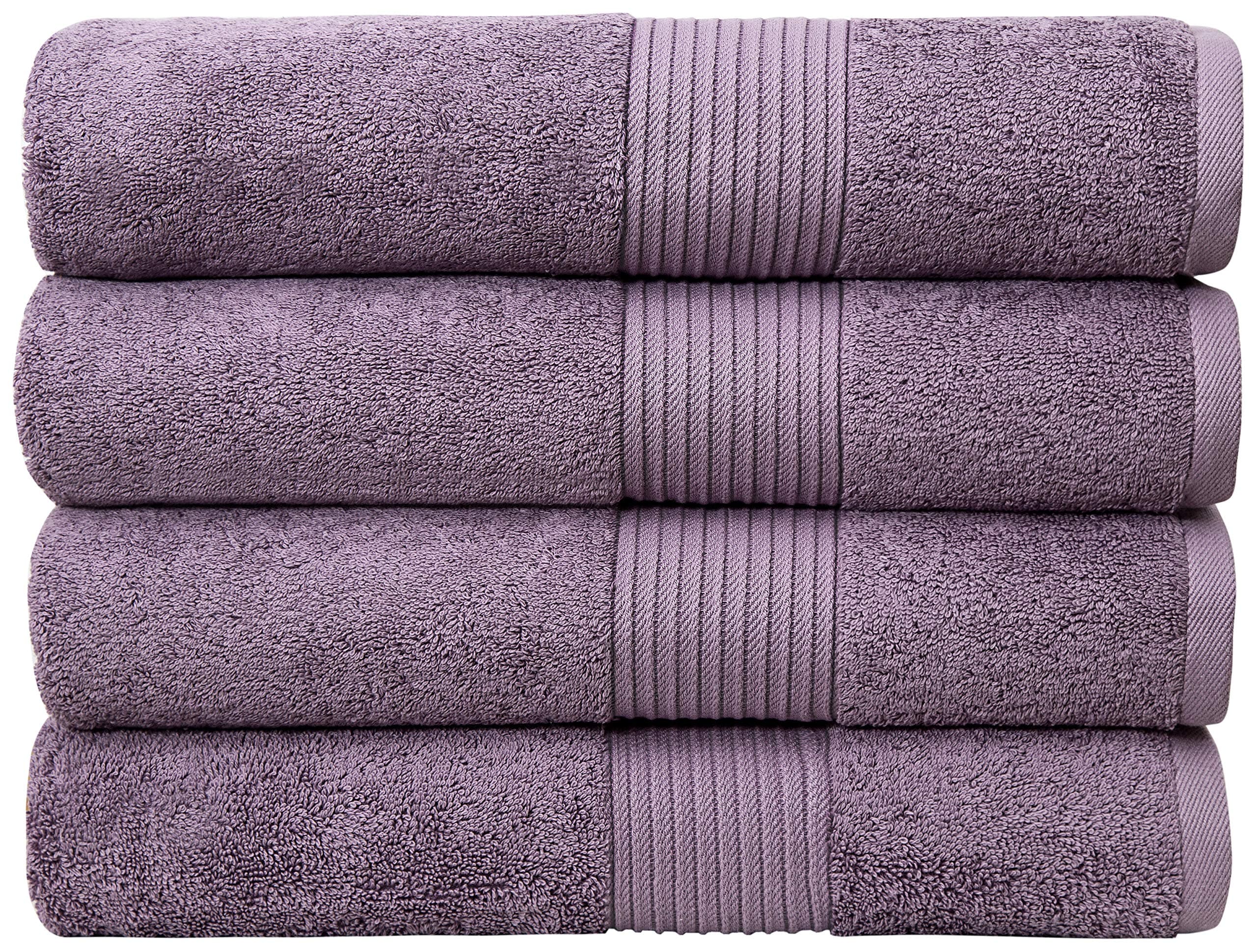 Luxury Extra Large Oversized Bath Towels | Hotel Quality Towels | 650 GSM | Soft Combed Cotton Towels for Bathroom | Home Spa Bathroom Towels | Thick & Fluffy Bath Sheets | Wisteria - 4 Pack