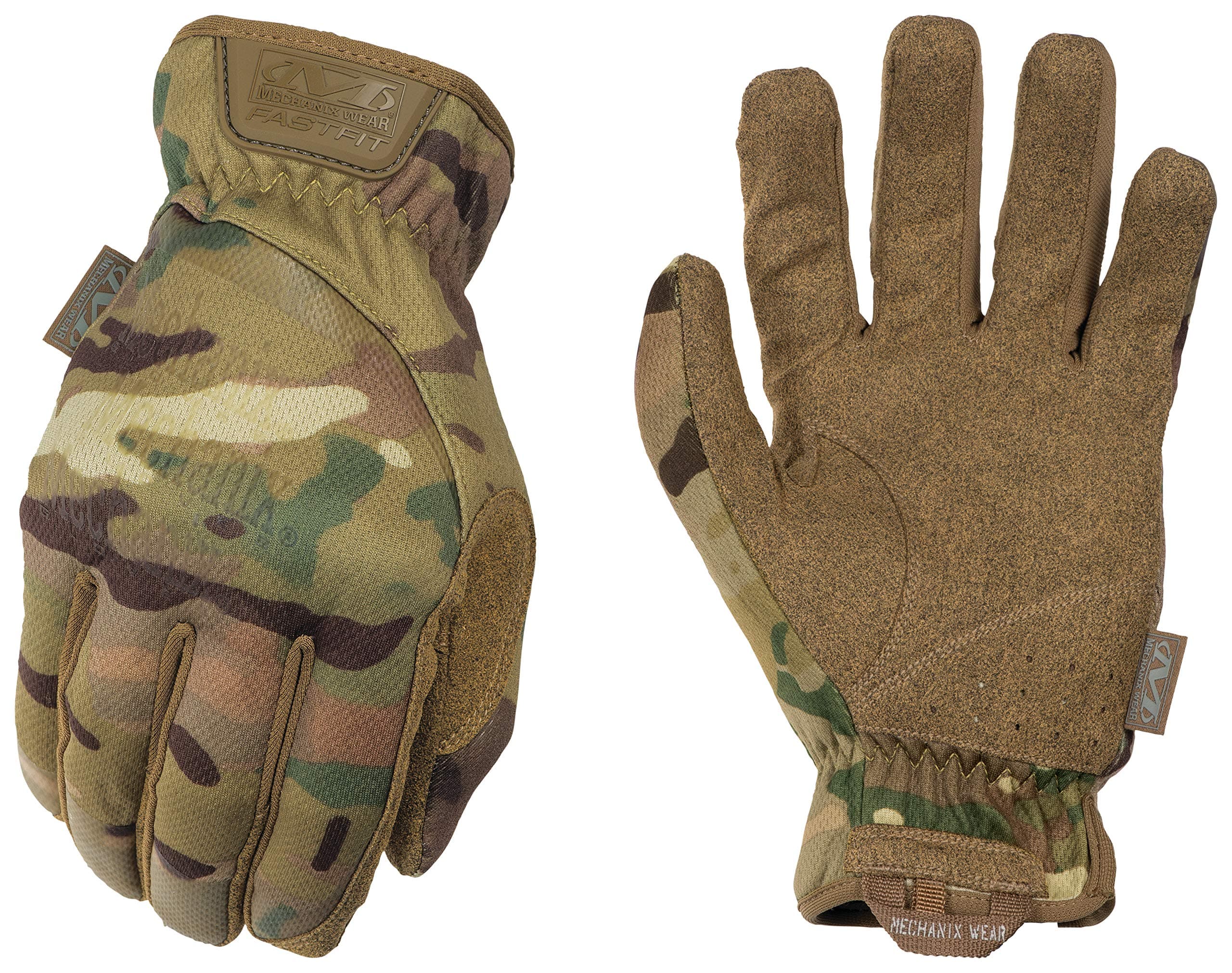 FastFit Tactical Gloves with Elastic Cuff for Secure Fit, Work Gloves with Flexible Grip for Multi-Purpose Use, Durable Touchscreen Capable Safety Gloves for Men (MultiCam, Medium)