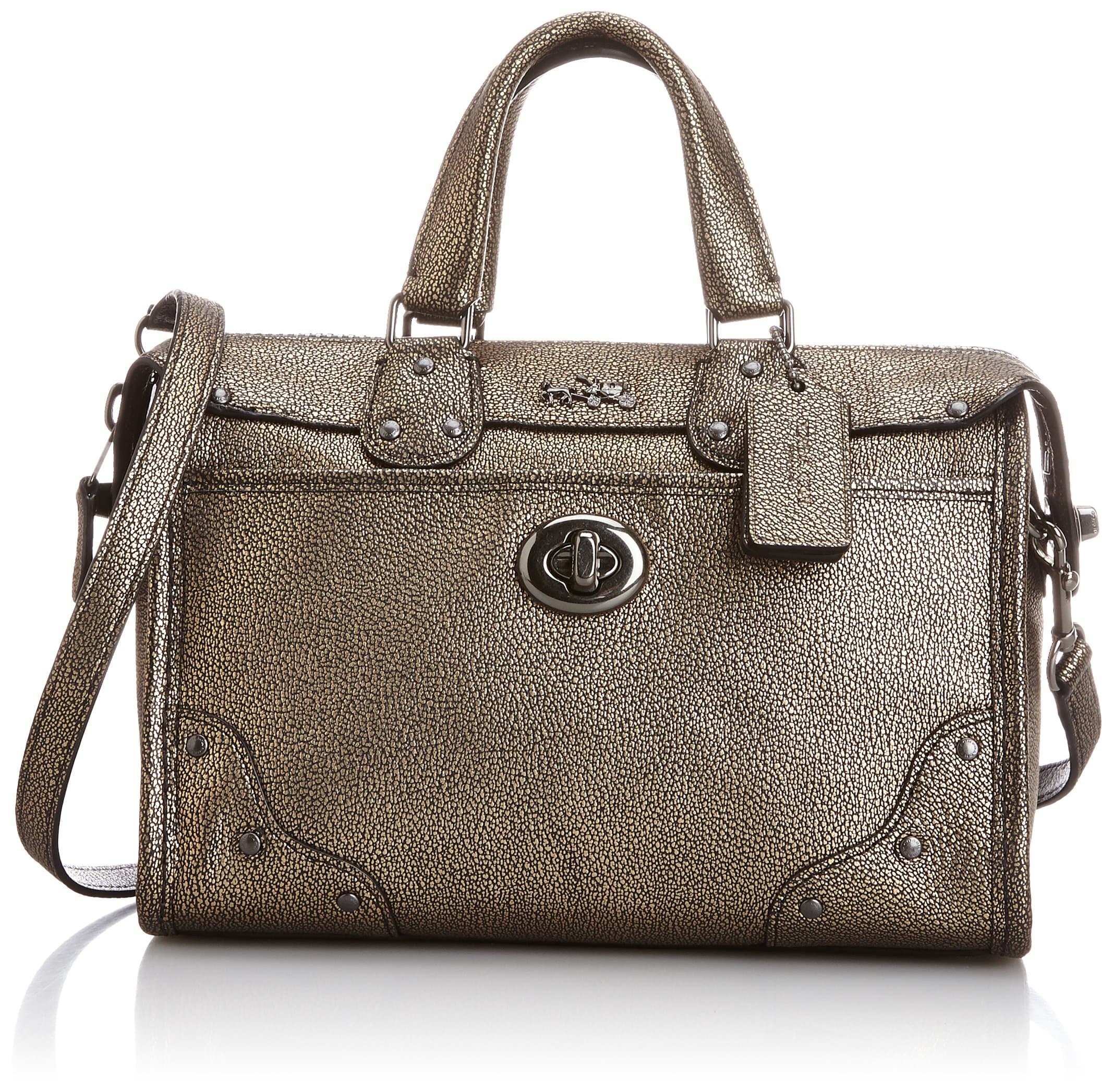 Coach Rhyder Metallic Brass Small Leather 24 Convertible Crossbody Shoulder Bag 33684