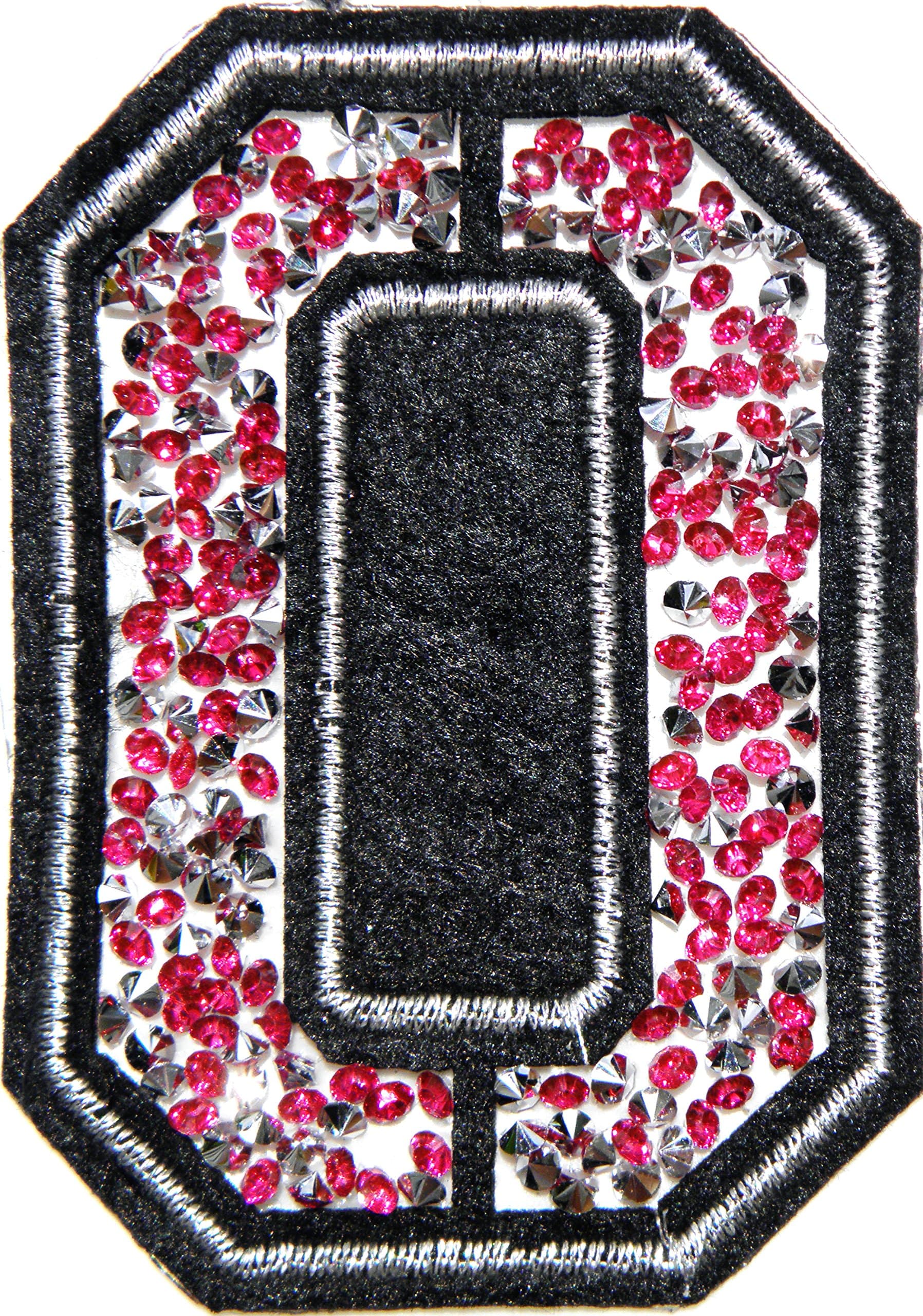 3" (A-Z) Pink Crystal English Letter Character Alphabet Rhinestone Shiny Patch Iron on Embroidered Craft Handmade Baby Kid Girl Women Sexy Lady DIY Accessories Costume (O (2.25"wide x 3"tall))