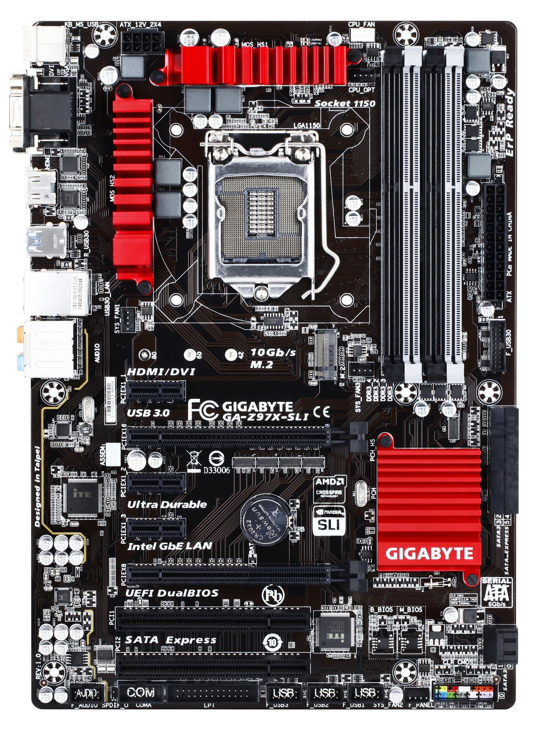 Gigabyte Z97X-SLI Intel LGA1150 Z97 ATX Motherboard (4x DDR3, 4x USB3.0, 10x USB2.0, GBE, LAN, HDMI, DVI-I, DSUB)
