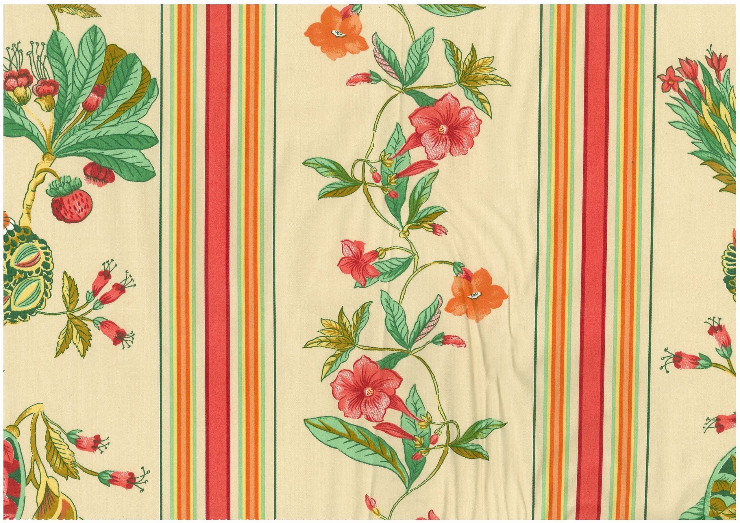 Upholstery Fabric By The Yard Floral Fabric Striped 54" French Country