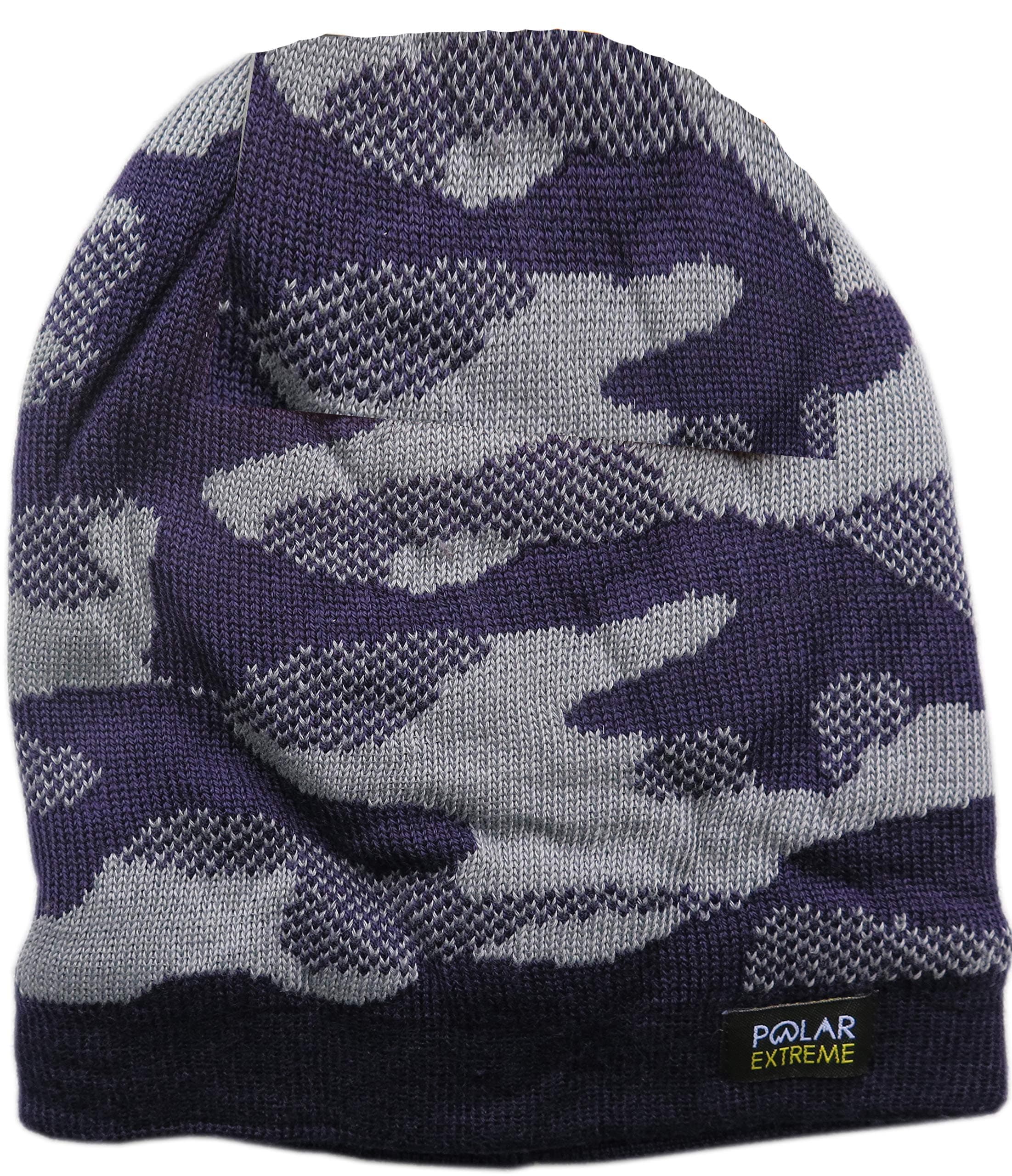 Polar Extreme Insulated Faux Fur Lined Knit Camouflage Beanie Hat Skully