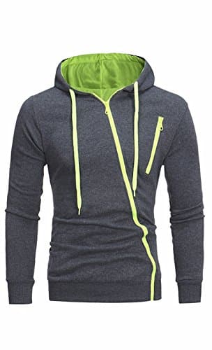 UMilk Men's Casual Jacket Full Zip Up Hoodie Irregular Sweatshirts Coat