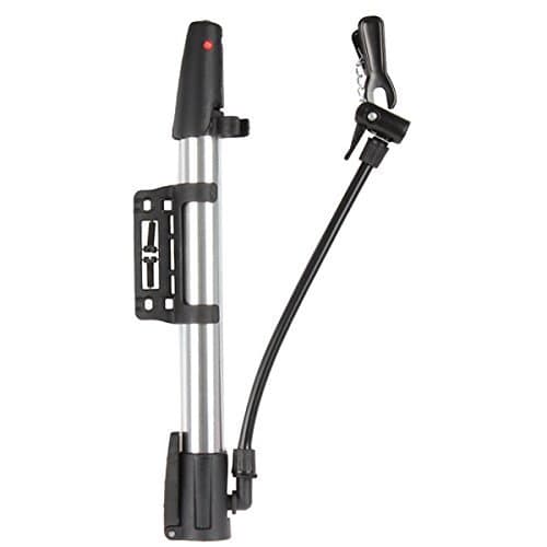 Bike Pump mini, can be attached to bike frame, silver or blue colour with many attachments for other sports equipment