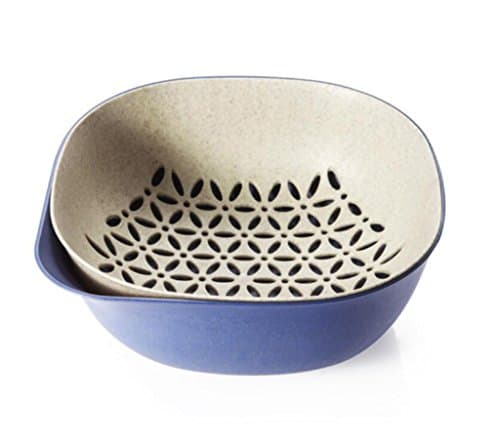 ZHDC® Double-layer Fruit Basket, Wash Vegetables Basket Drain Basket Double Layer Plastic Wash Basin Personality Living Room Creativity Household Fruit Tray Purple Orchid Army Green Purple True Color 23*23*9.7cm Japanese style Ceramic bowl ( Color : Military green )