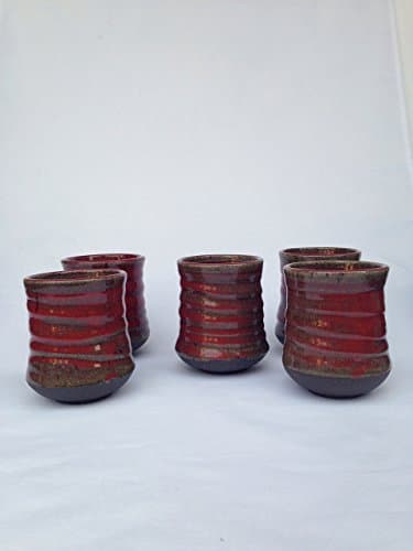 One Red Handmade Ceramic Cup, Teacup, Yunomi 8 OZ, RTC3