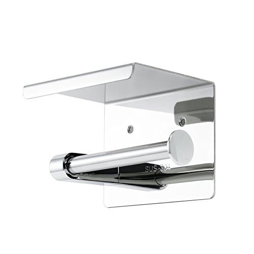 Toilet Paper Holder,Wall Mount with Mobile Phone Storage Shelf Rack SUS 304 Stainless Steel Bathroom paper tissue holder