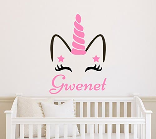 Head Unicorn Wall Decal. Personalized Name Decal. Baby Name Wall Decal. Girls Nursery Wall Sticker. Unicorn Name Decal. Unicorn Nursery Decor SN150