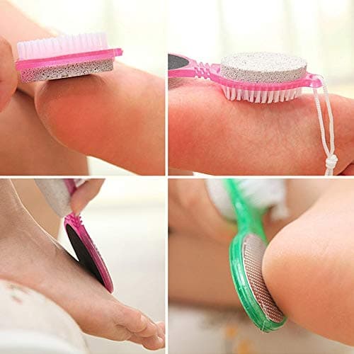 RoadRoma 4 In 1 Pedicure Tool Foot Nail Buffer Brush Callus Rasp Scrubs Pumice Stone