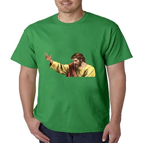 HANGTIANKEJI Jesus Painting Round Casual Fashion Campaign Short Sleeve Mens T-shirt Size XXL