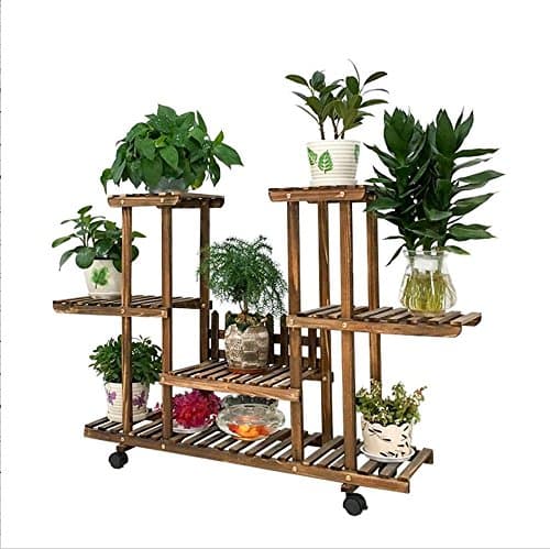 QIAOHUAJIA Simple Modern Wooden Flower Stand/rack Multifunctional Mobile Plant Display Stand