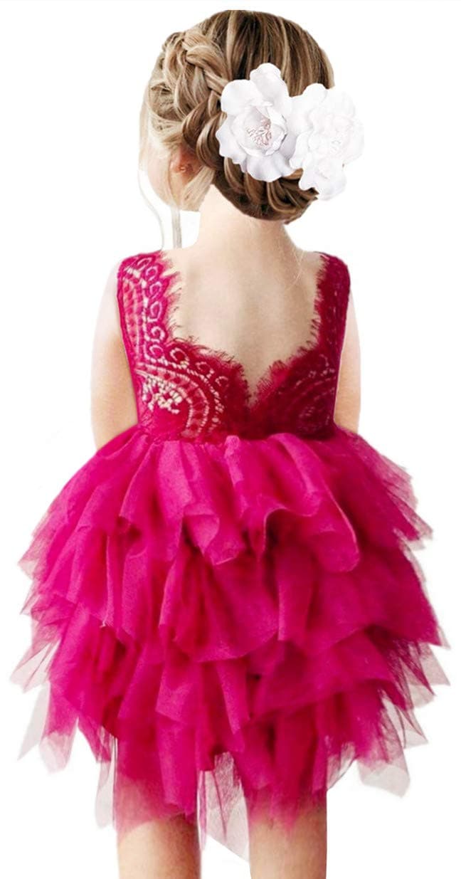 2Bunnies Girl Lace Back A-Line Tutu Tulle Flower Girl Dress
