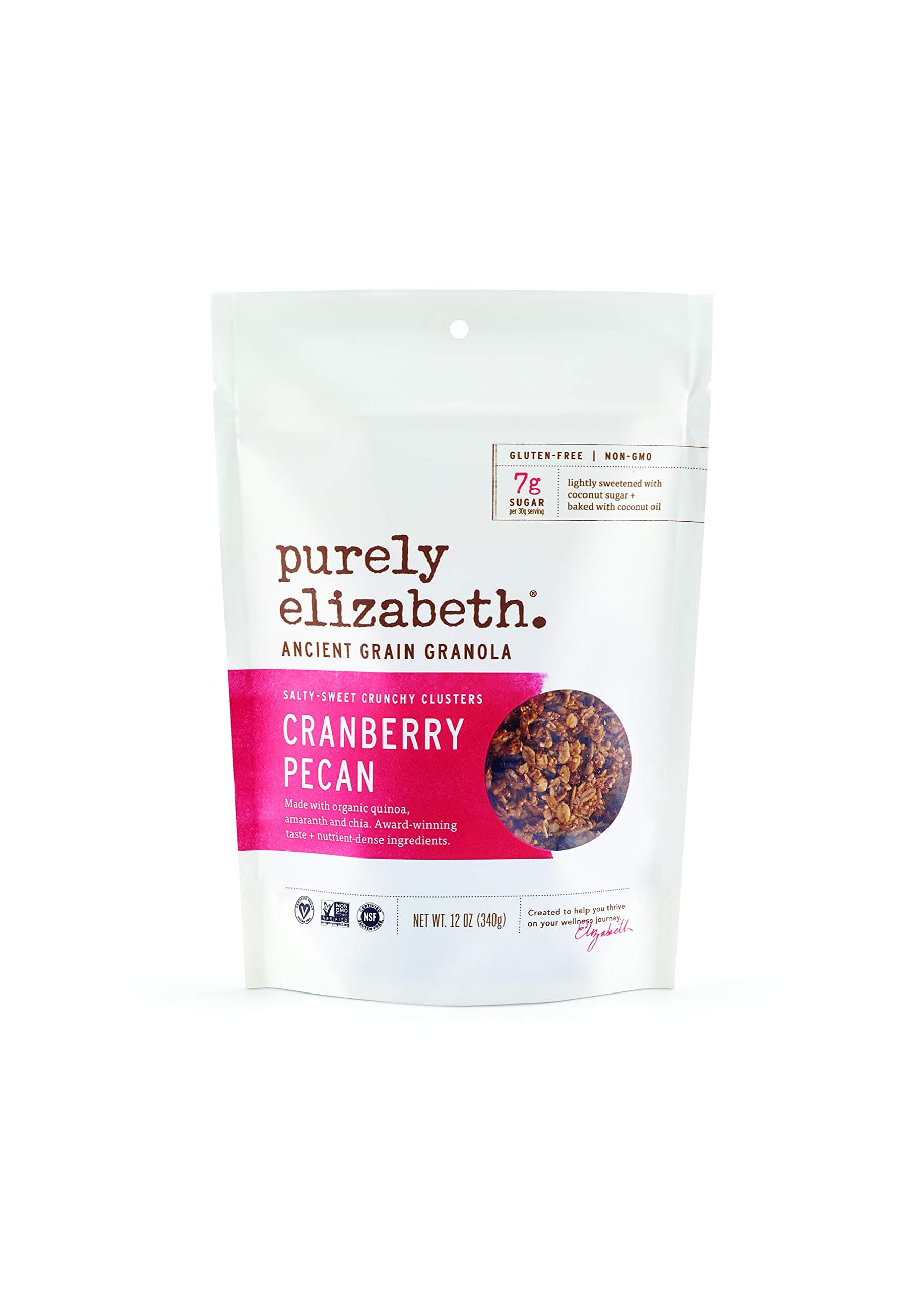 Purely Elizabeth Ancient Grain Granola, Certified Gluten-free, Vegan & Non-GMO | Coconut Sugar | Delicious Healthy Snack | Cranberry Pecan | 12oz