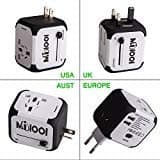 Universal Travel Adapter, Milool All-in-one International Power Adapter with 2.4A Dual USB, European Adapter Travel Power Adapter Wall Charger for UK, EU, AU, Asia Covers 150+Countries (White)