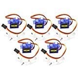 5Pack SG90 9g Servo Motor, Micro Servo Motor SG90 Mini 9 Gram Servo for Arduino RC Robot Helicopter Airplane Car Boat Controls