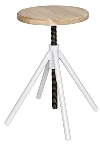 Dining Furniture Backless Design Swivel Height Adjustable Bar Stool with Metal Base (Material: Wood, Assembly Required) (White/Brown)