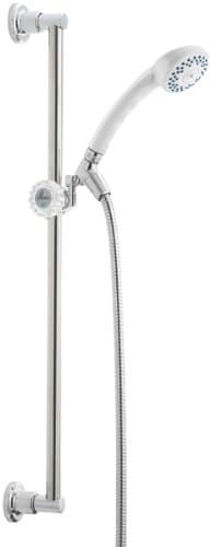 Alsons 1501BX Full Spray Hand Shower with Classic Wall Bar Unit, White/Chrome