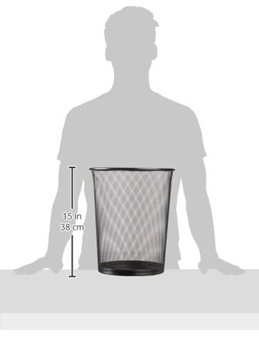 Rolodex 22351 4 1/2 Gallon Steel Black Round Mesh Trash Can