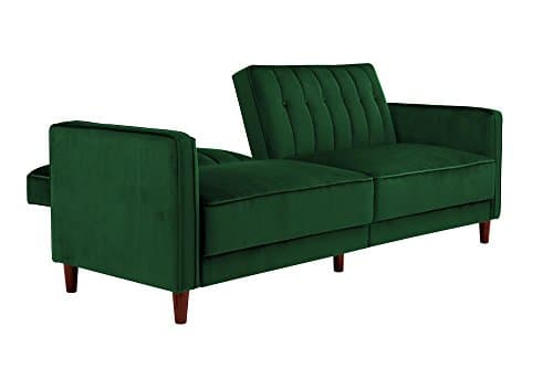 Dorel Pin Tufted Transitional Futon Sofa Bed - Green Velvet