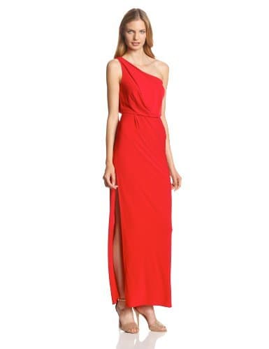 Hailey by Adrianna Papell Women's One-Shoulder Knot Slit Dress