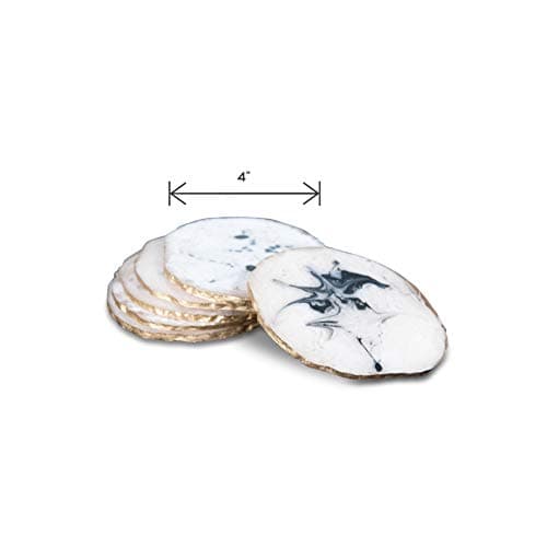 Dusto Resin Round Ivory Coaster (DH9001) | Resin Coaster for cups | Coasters for Dining Table | Unique Coasters for glass, cups, table | Dining Table Coaster Set of 6 Pcs. (WHITE).
