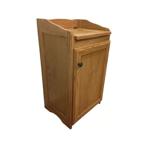Wood Wastebasket, Kitchen Organizer Storage, Trash Can. Medium Oak Color