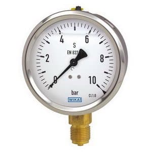 WIKA 9767070 Liquid Filled Pressure Gauge, 2-1/2 Inch Dial 0-160 PSI